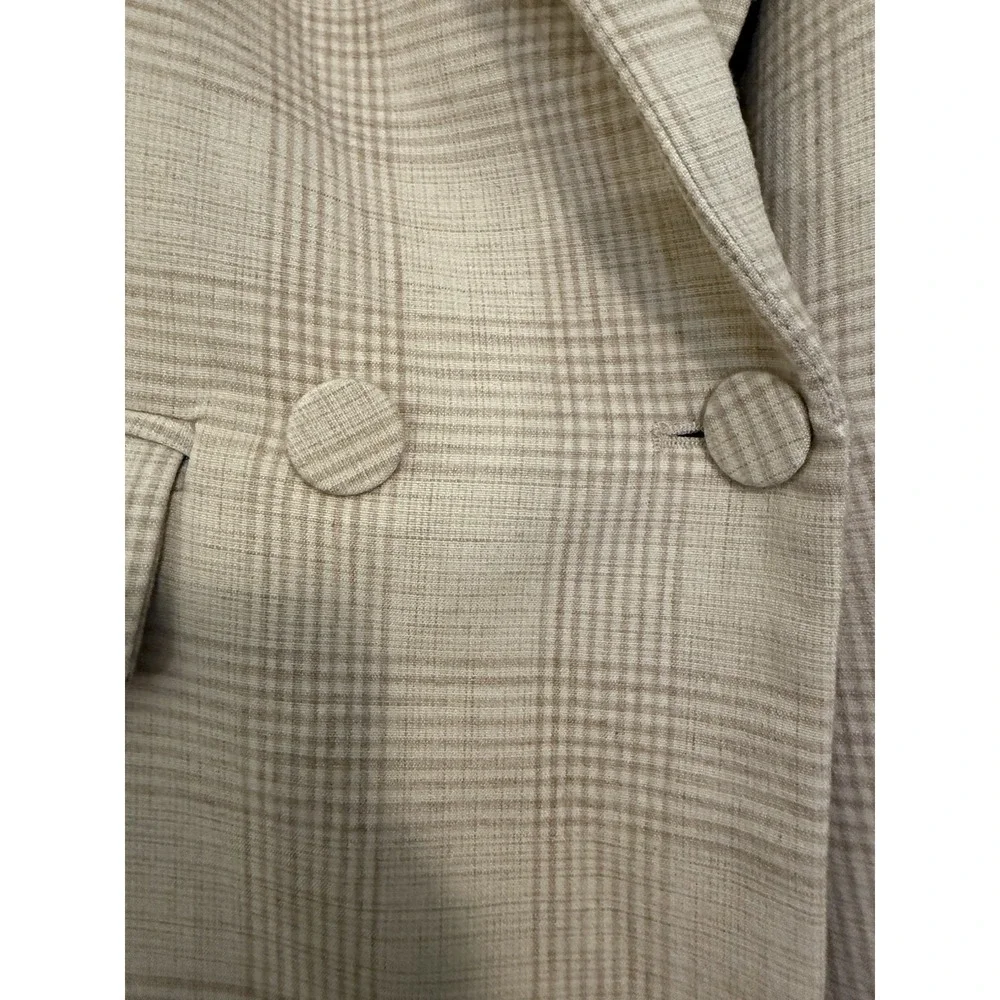 House Of Harlow Boss  Women Blazer S Beige Plaid Double Breasted Jacket Formal